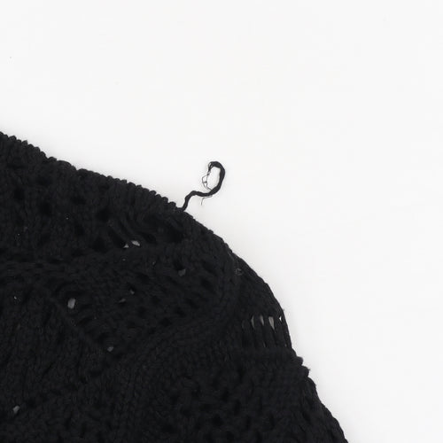 Marks and Spencer Women Black XS Crochet Open-Knit Jumper
