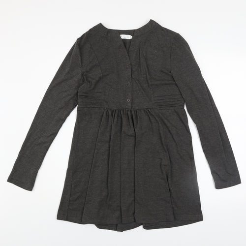 AS by Anna Smith Women Grey Empire Waist Long Sleeve Jersey Dress Size M