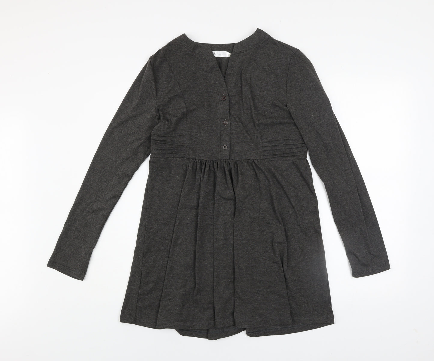 AS by Anna Smith Women Grey Empire Waist Long Sleeve Jersey Dress Size M