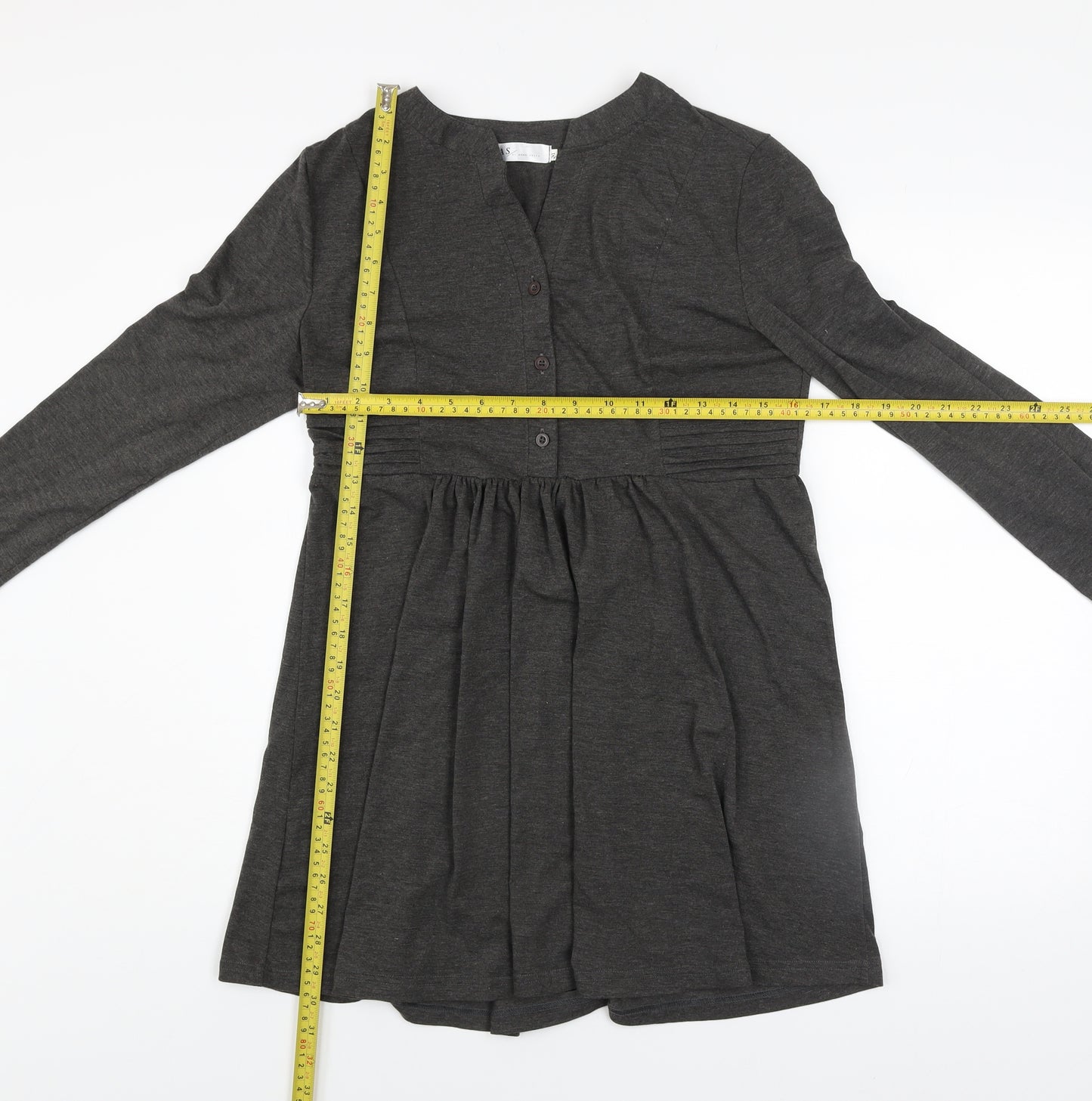 AS by Anna Smith Women Grey Empire Waist Long Sleeve Jersey Dress Size M