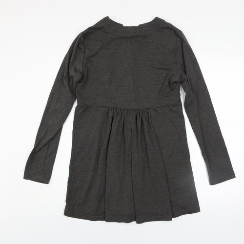 AS by Anna Smith Women Grey Empire Waist Long Sleeve Jersey Dress Size M