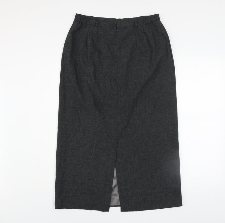 Debenham & Freebody Women's Grey Wool Blend Long Pencil Skirt Size 14