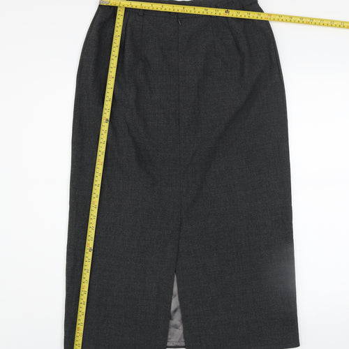 Debenham & Freebody Women's Grey Wool Blend Long Pencil Skirt Size 14