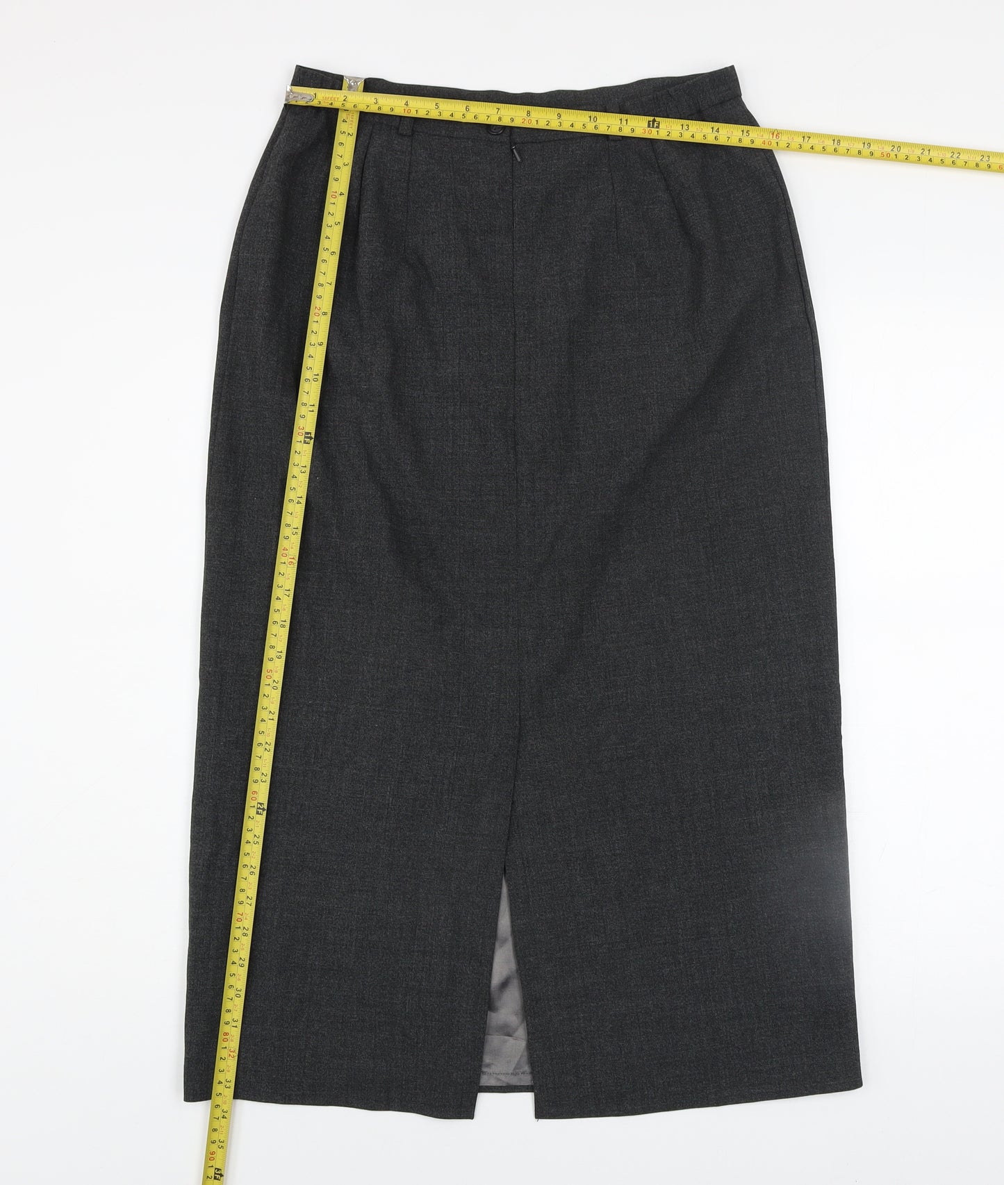 Debenham & Freebody Women's Grey Wool Blend Long Pencil Skirt Size 14