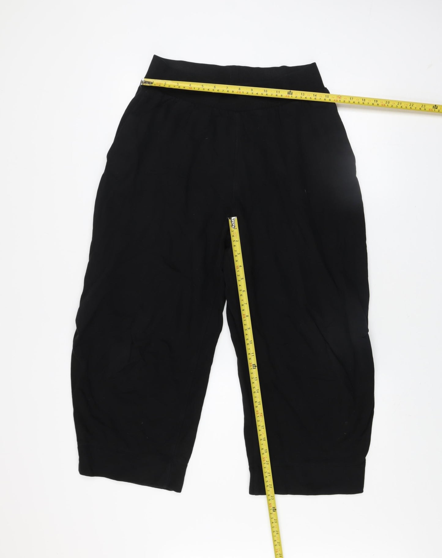 COS Womens Black Cotton Cropped Activewear Trousers Size 12