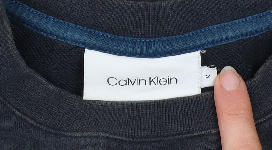 Calvin Klein Men's Blue M Pullover Sweatshirt Crew Neck Embroidered C