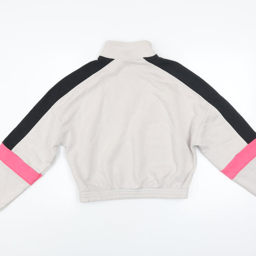 Urban Outfitters Women Beige Pink 1/4 Zip Cropped Sweatshirt M Cotton