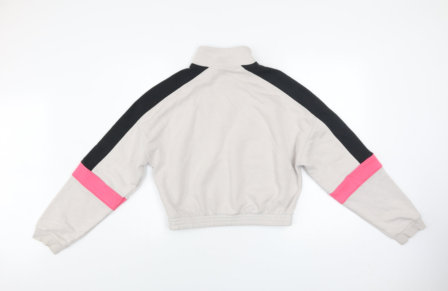 Urban Outfitters Women Beige Pink 1/4 Zip Cropped Sweatshirt M Cotton