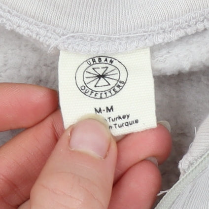 Urban Outfitters Women Beige Pink 1/4 Zip Cropped Sweatshirt M Cotton