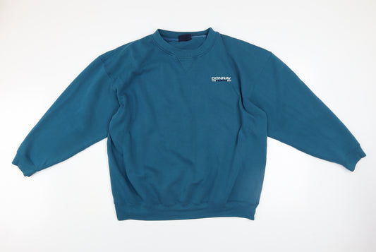 Donnay Mens Blue 2XL Pullover Sweatshirt Crew Neck Logo Vintage