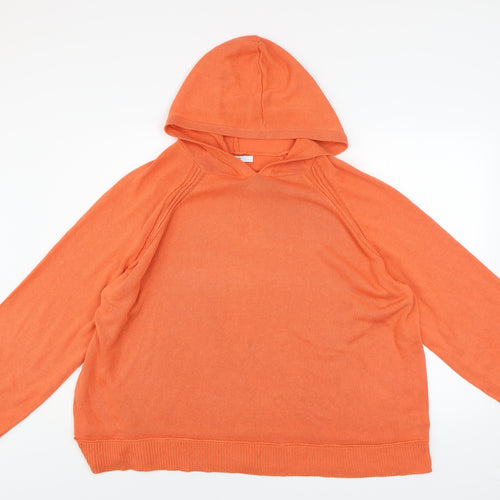Next Womens Orange XL Hooded Pullover Acrylic Lyocell Linen Hoodie
