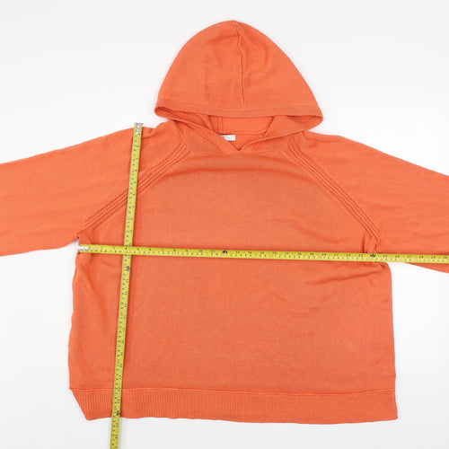 Next Womens Orange XL Hooded Pullover Acrylic Lyocell Linen Hoodie