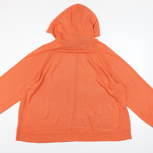 Next Womens Orange XL Hooded Pullover Acrylic Lyocell Linen Hoodie