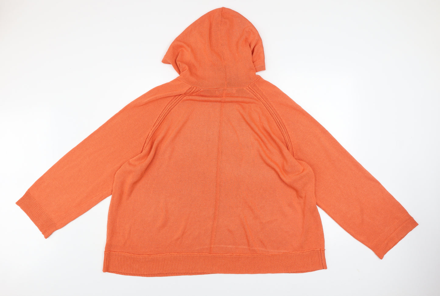 Next Womens Orange XL Hooded Pullover Acrylic Lyocell Linen Hoodie