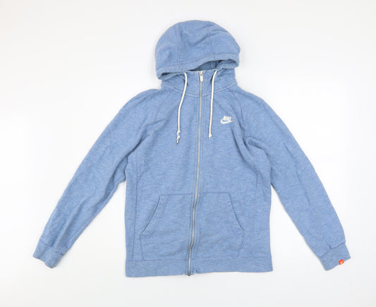 Nike Men Blue Small Full Zip Hooded Track Jacket 100% Cotton