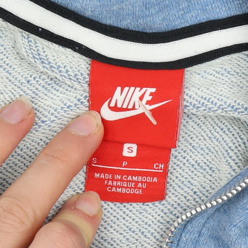 Nike Men Blue Small Full Zip Hooded Track Jacket 100% Cotton