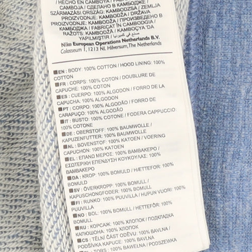 Nike Men Blue Small Full Zip Hooded Track Jacket 100% Cotton