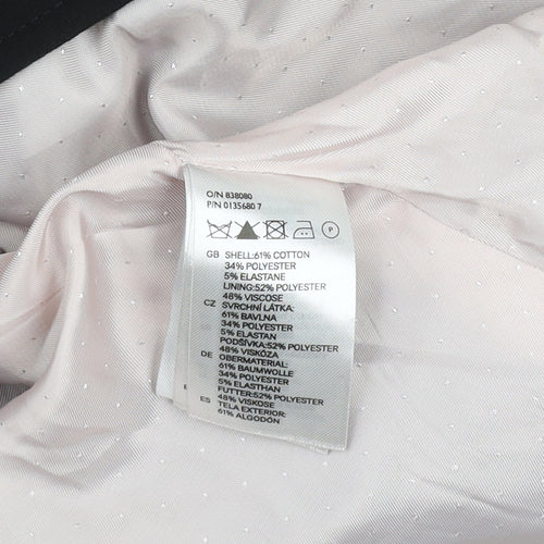 H&M Women Black Single-Breasted Blazer Jacket UK 8 Cotton Blend