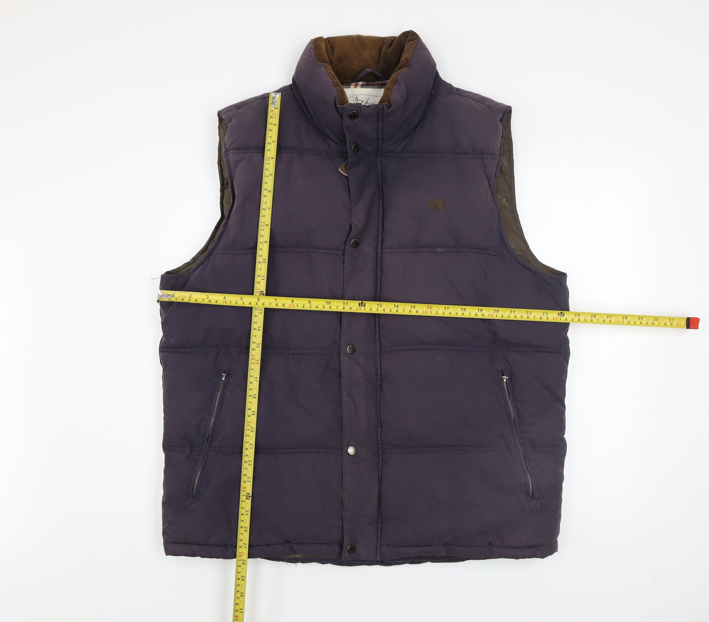 Raging Bull Men's Brown 2XL Padded Bodywarmer Vest Zip Pockets Casual