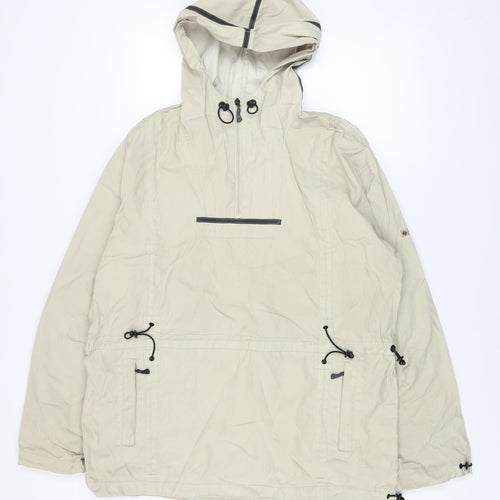 Firetrap Men’s Beige Anorak Hooded Jacket L Cotton Waterproof
