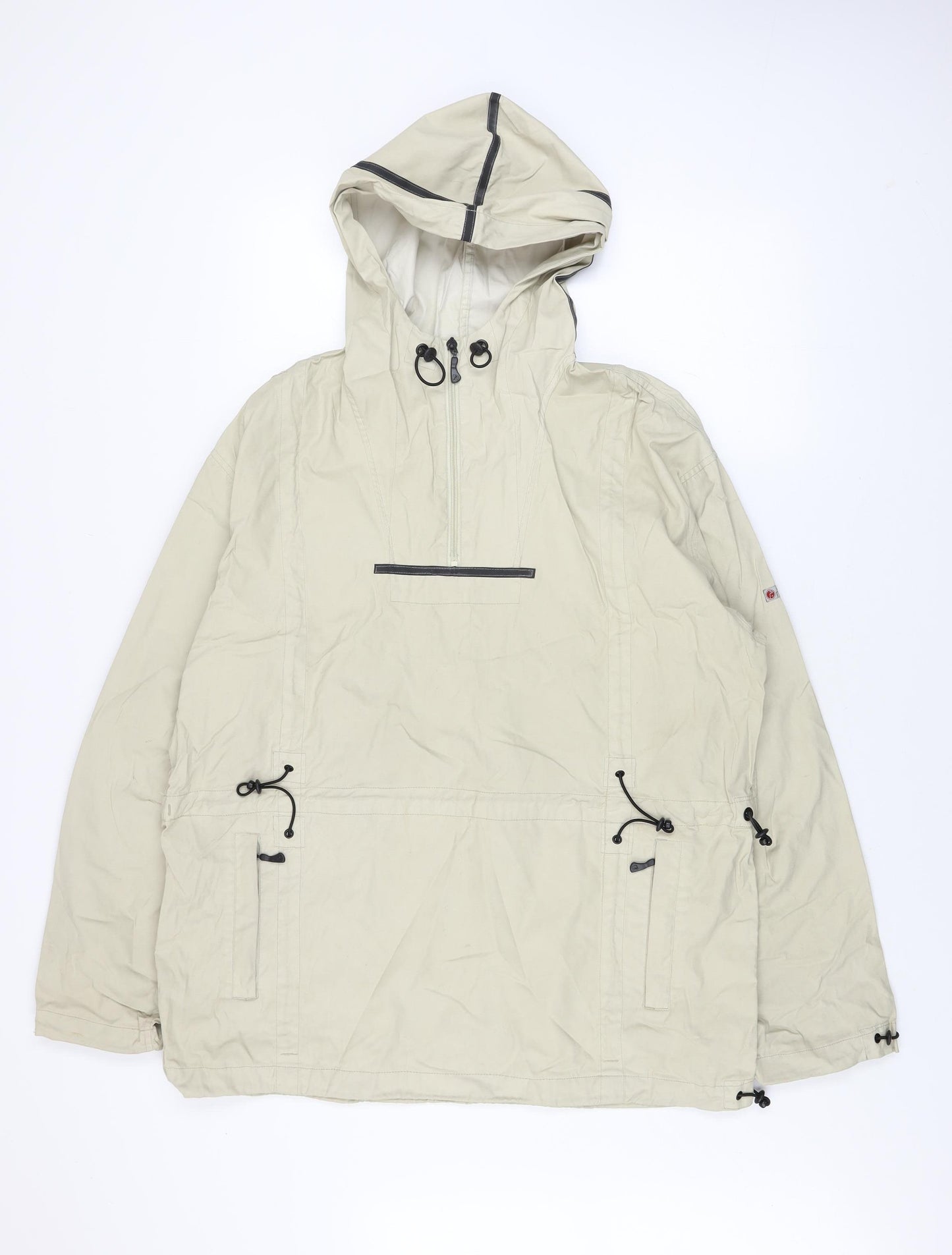 Firetrap Men’s Beige Anorak Hooded Jacket L Cotton Waterproof