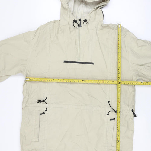 Firetrap Men’s Beige Anorak Hooded Jacket L Cotton Waterproof