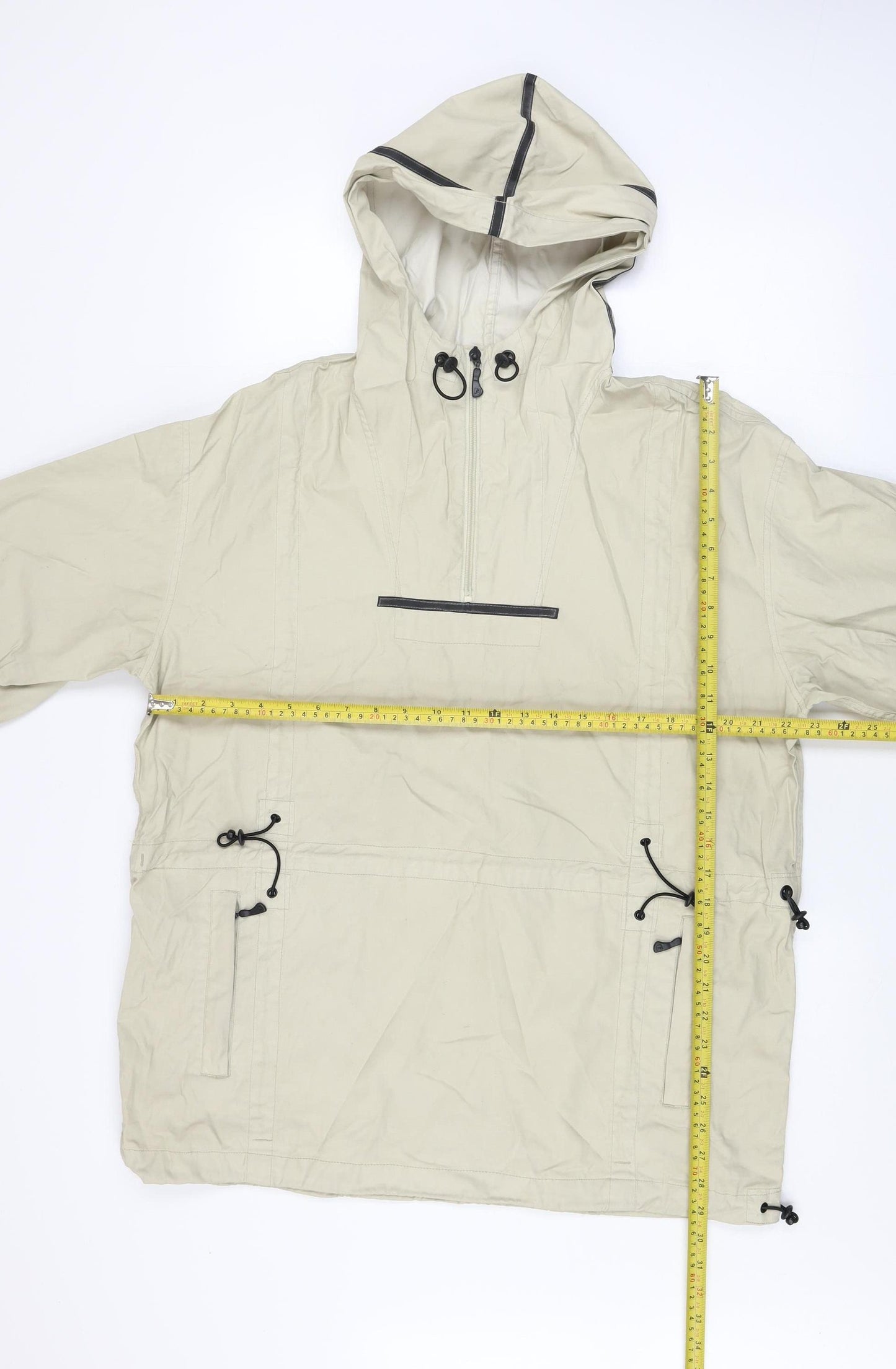 Firetrap Men’s Beige Anorak Hooded Jacket L Cotton Waterproof