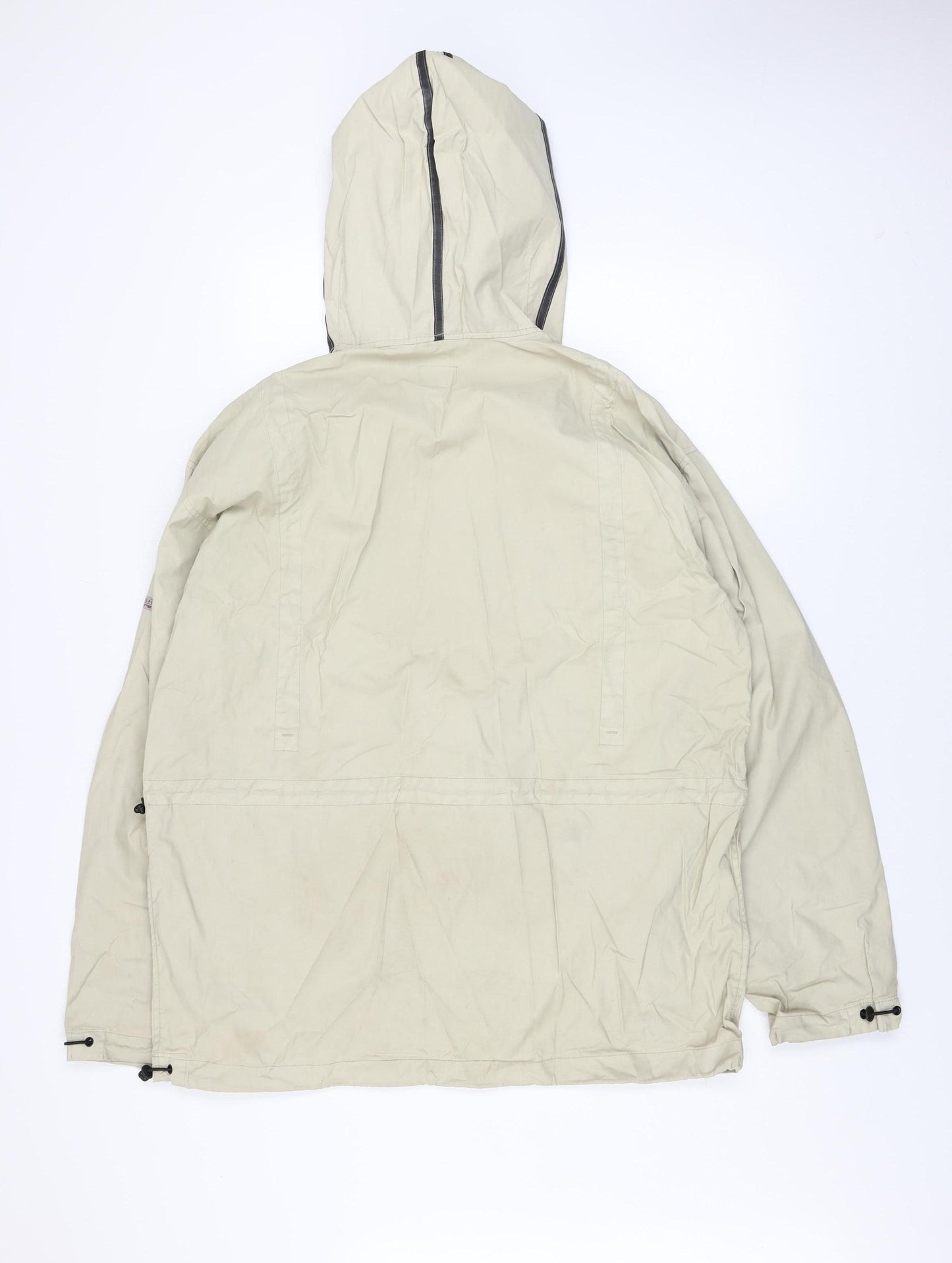 Firetrap Men’s Beige Anorak Hooded Jacket L Cotton Waterproof