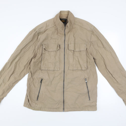 Next Men's Beige Cotton Mid-Length Full Zip Casual Jacket L