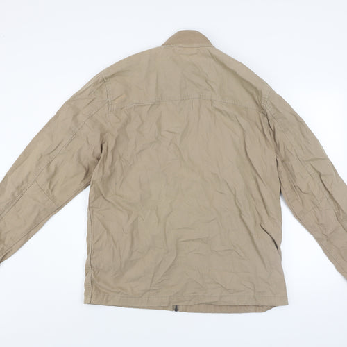 Next Men's Beige Cotton Mid-Length Full Zip Casual Jacket L