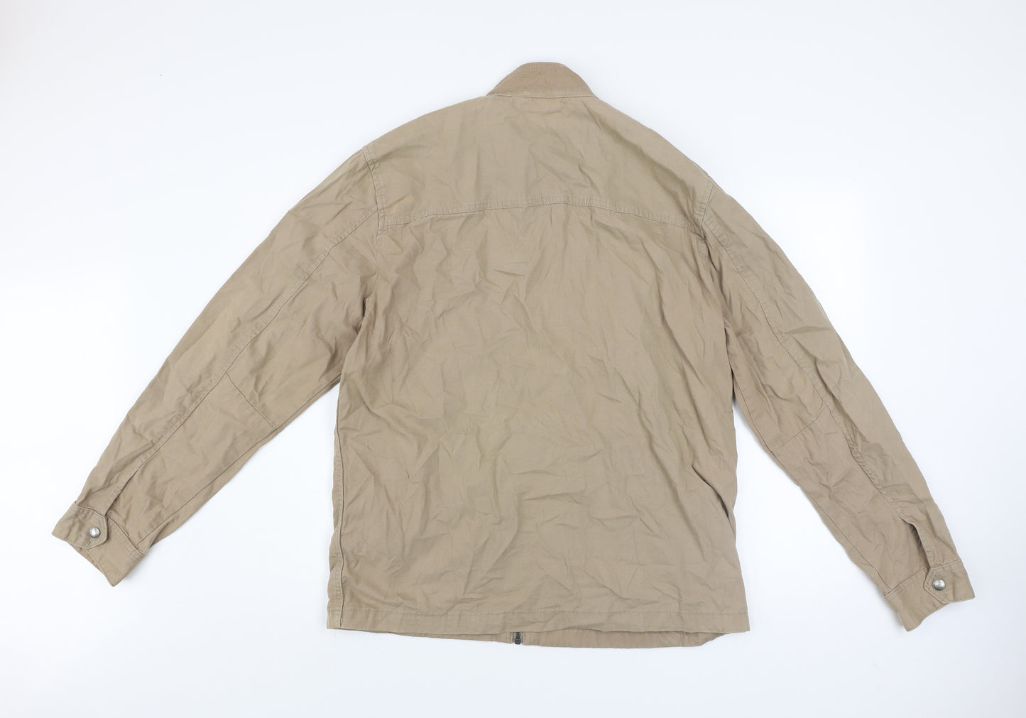 Next Men's Beige Cotton Mid-Length Full Zip Casual Jacket L