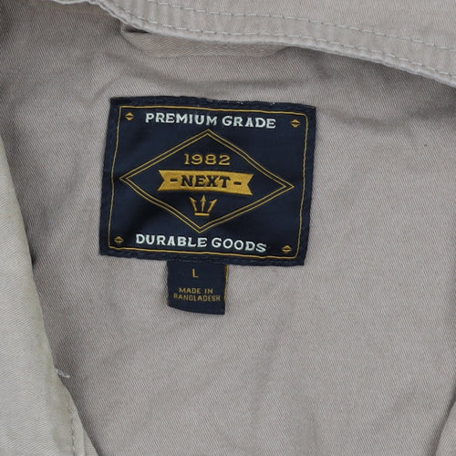 Next Men's Beige Cotton Mid-Length Full Zip Casual Jacket L