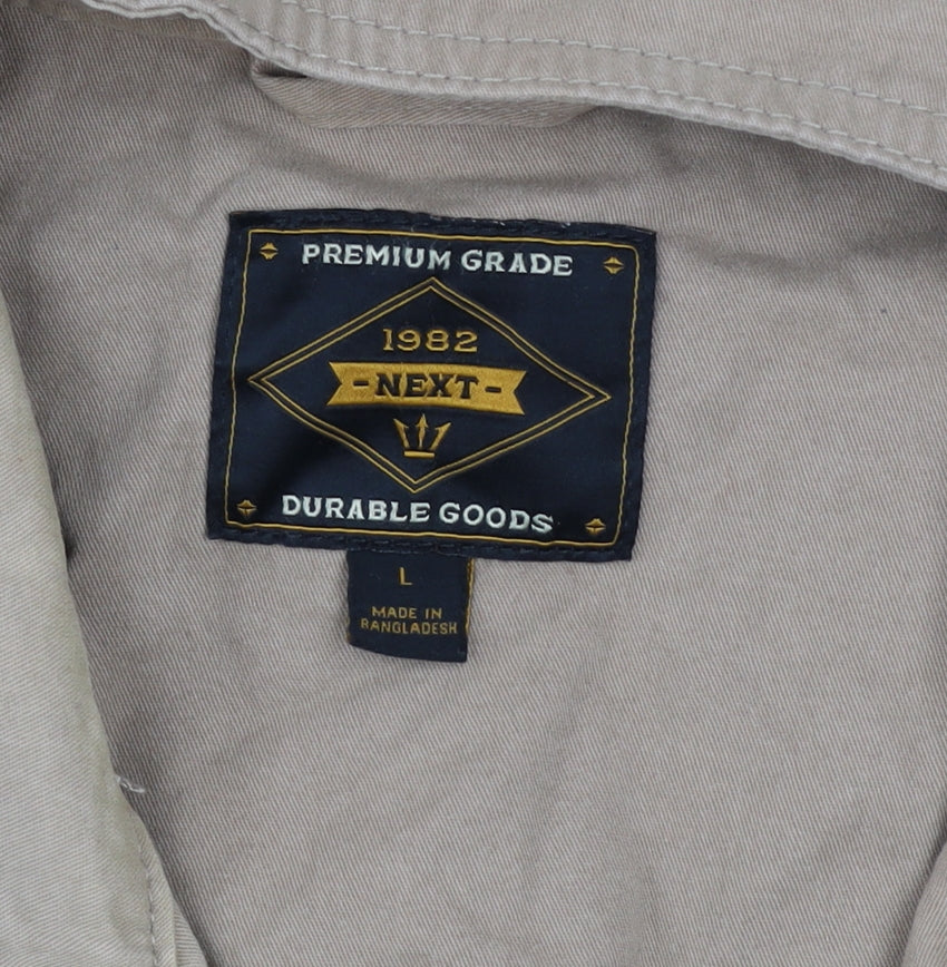 Next Men's Beige Cotton Mid-Length Full Zip Casual Jacket L