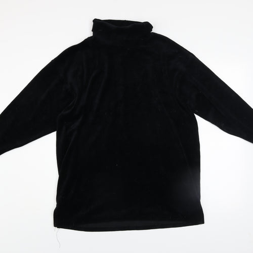 Marks and Spencer Women Black 8-10 Velour Roll Neck Long Sleeve Shift Dress
