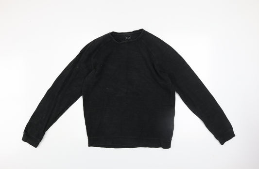 GAP Men's Black Cotton Crew Neck Pullover Sweatshirt XS
