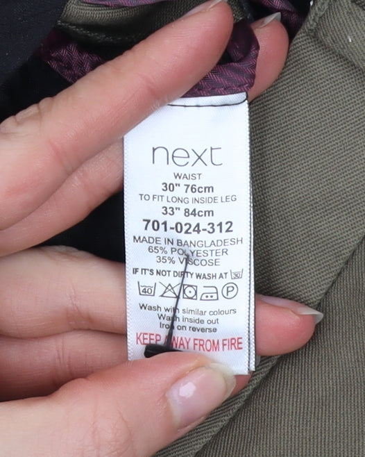 Next Men's Brown Chino Trousers 30W 33L Regular Fit Business Casual