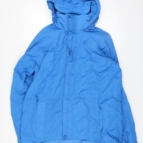 Mountain Essentials Men's Blue Waterproof Hooded Rain Jacket Size L