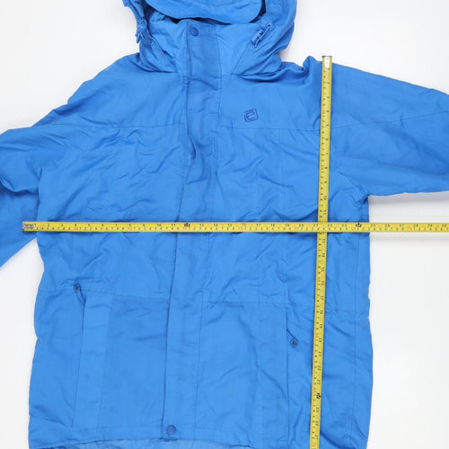 Mountain Essentials Men's Blue Waterproof Hooded Rain Jacket Size L