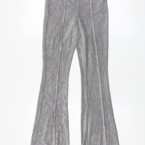 Topshop Women's Grey Ribbed Stretch Leggings Size 10