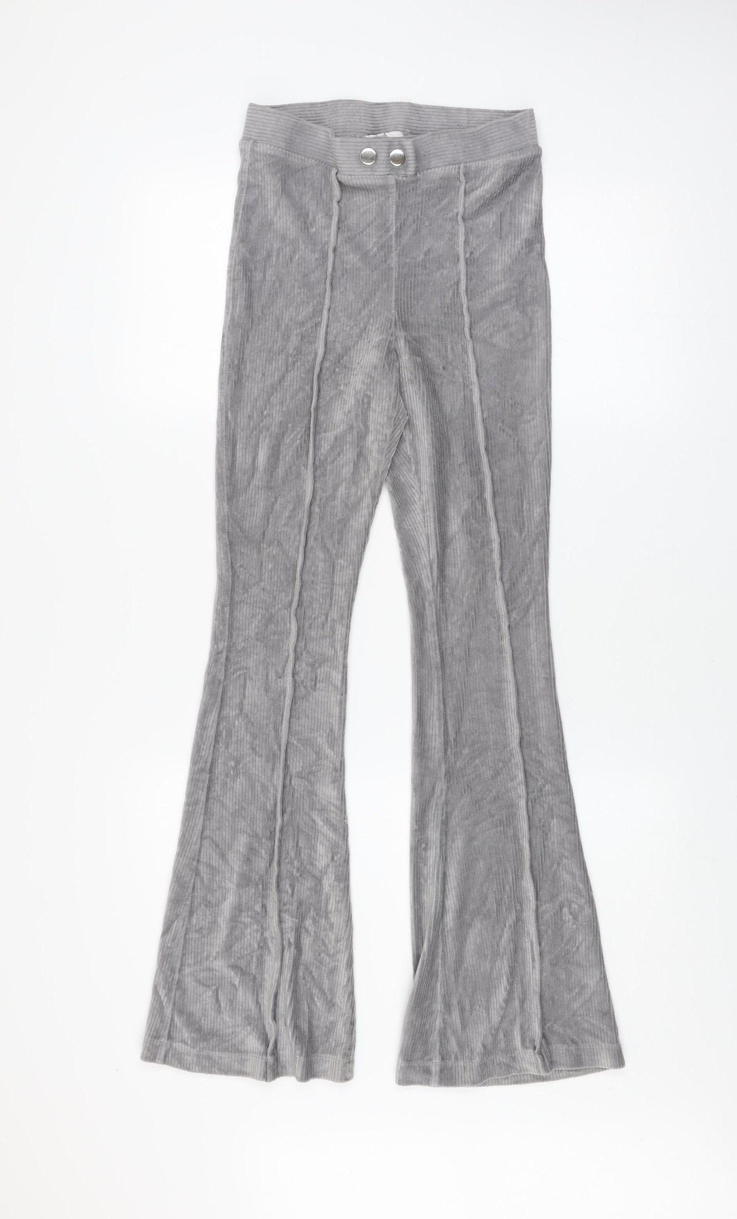 Topshop Women's Grey Ribbed Stretch Leggings Size 10