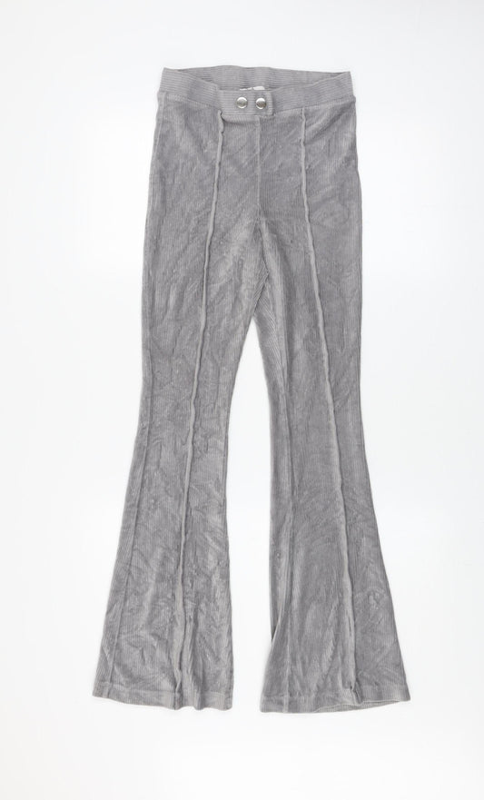 Topshop Women's Grey Ribbed Stretch Leggings Size 10