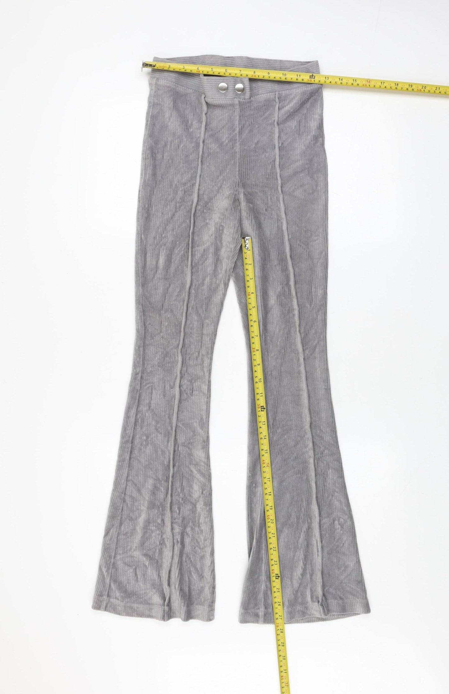 Topshop Women's Grey Ribbed Stretch Leggings Size 10