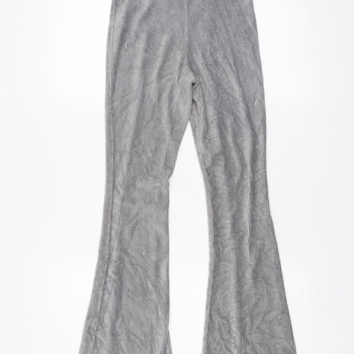 Topshop Women's Grey Ribbed Stretch Leggings Size 10