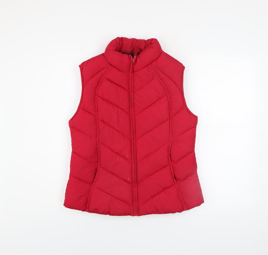 George Women Red Puffer Waistcoat Size 10 Casual Quilted Gilet