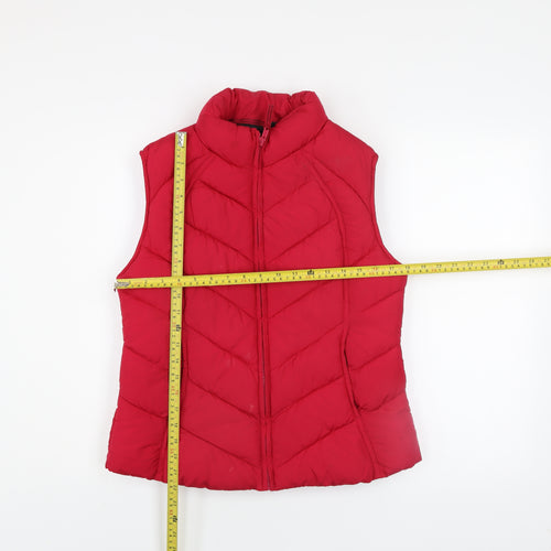 George Women Red Puffer Waistcoat Size 10 Casual Quilted Gilet