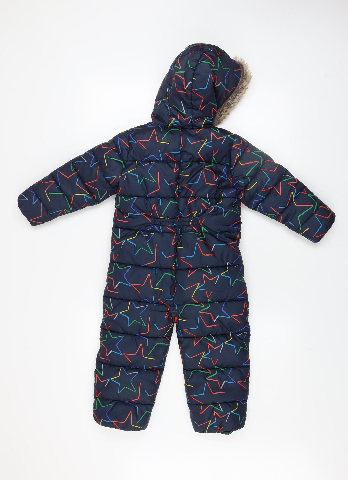 Next Boys Blue Star Print Hooded Puffer Snowsuit 2-3 Years Winter Warm