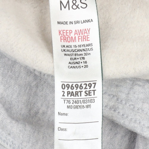 Marks and Spencer Teens Grey Jogger Sweatpants 15-16Y Regular Fit