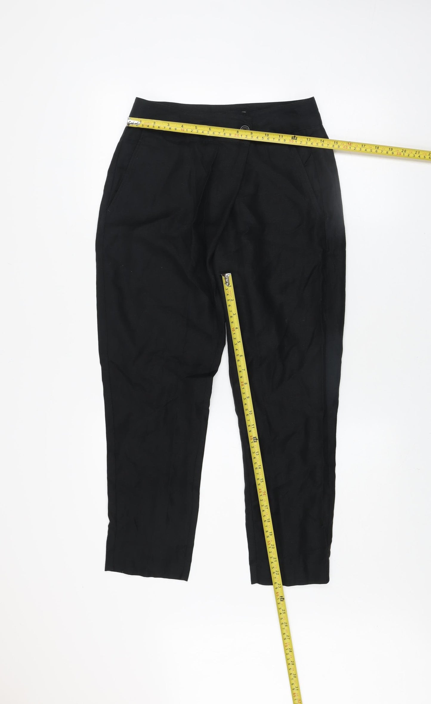 Country Road Women’s Black Linen Blend Straight Trousers Size 8