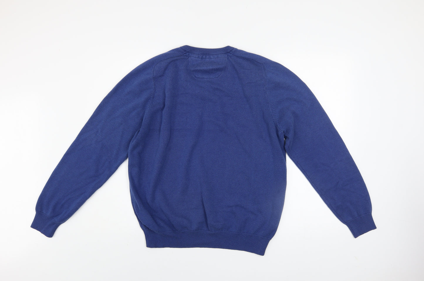 DG's Drifter Men Blue L V-Neck Cotton Acrylic Pullover Jumper
