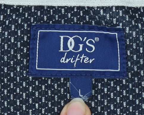 DG's Drifter Men Blue L V-Neck Cotton Acrylic Pullover Jumper